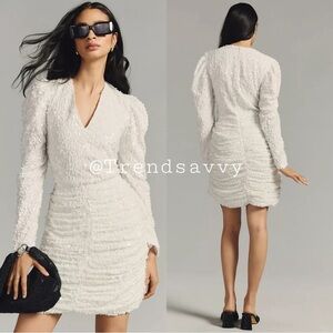 ANTHROPOLOGIE Forever That Girl Sequin V-Neck Mini Dress Size M